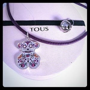 Tous Silver Pendant, Purple Leather Choker, Box